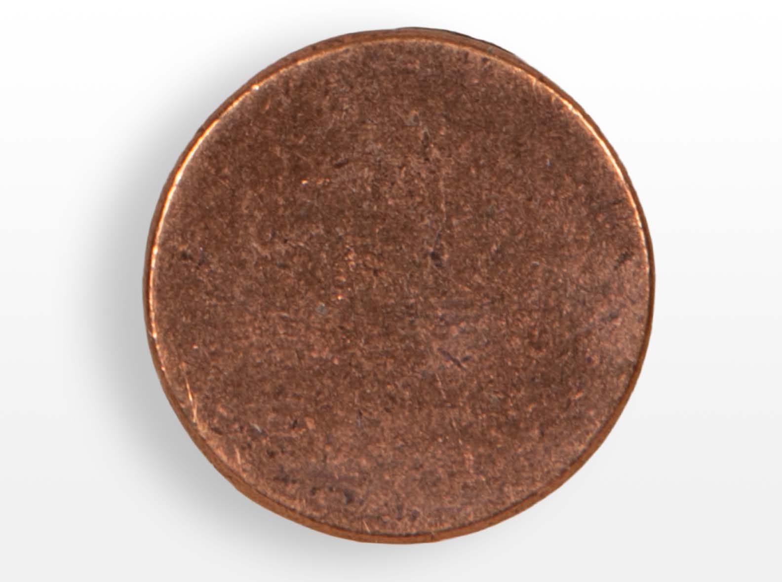 Antique copper-finished closure button for hinged wooden wine gift boxes.