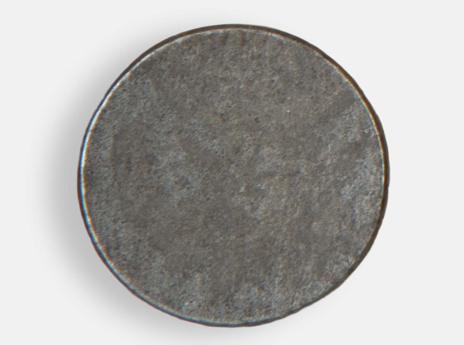 Pewter-finished closure button for hinged wooden wine gift boxes, designed and made in Canada for Quintessential Canada.